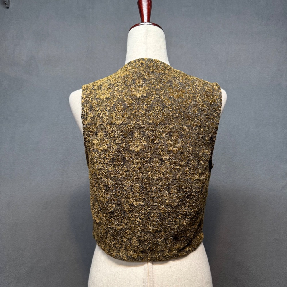 Vtg? Tapestry Brocade Boho Vest Tassel Zip Front S/M? Cottage Fairy Ren Faire - Picture 5 of 13